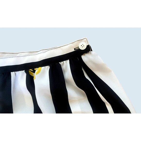Vintage SASSON Black & White Striped Floral Skirt 80s / 90s Size S - Picture 4 of 8